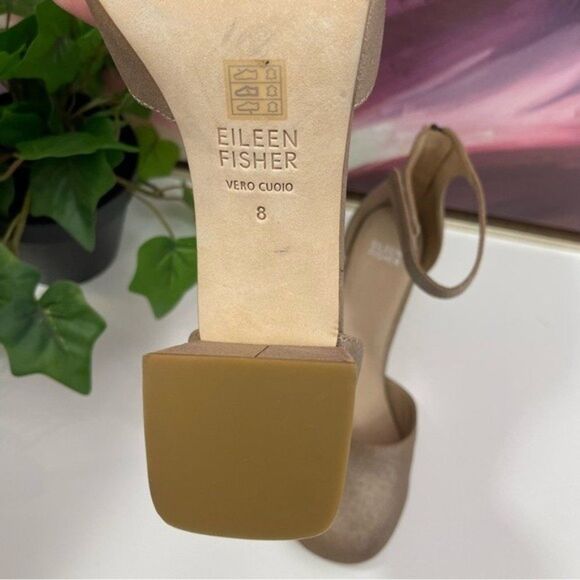 Eileen Fisher Indi Metallic Ankle-Grip Pumps in Suede Platinum Pumps Size 8 - Picture 14 of 16